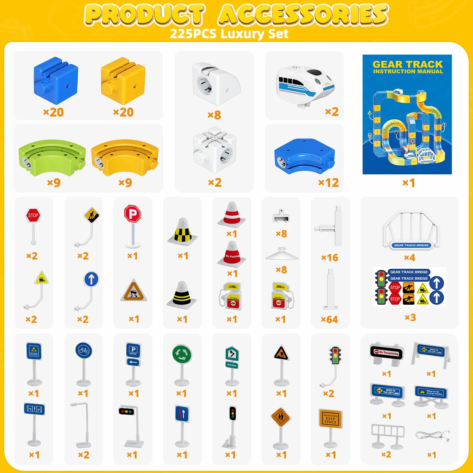 Tren Eléctrico Niños 225 Piezas (80 Vías + 2 Trenes) – Gran Pista Flexible 3D Antigravedad Circuito Tren Electrico, Juego de Construcción Stem DIY, Trenes Motorizados USB, Regalo 3-10 Años