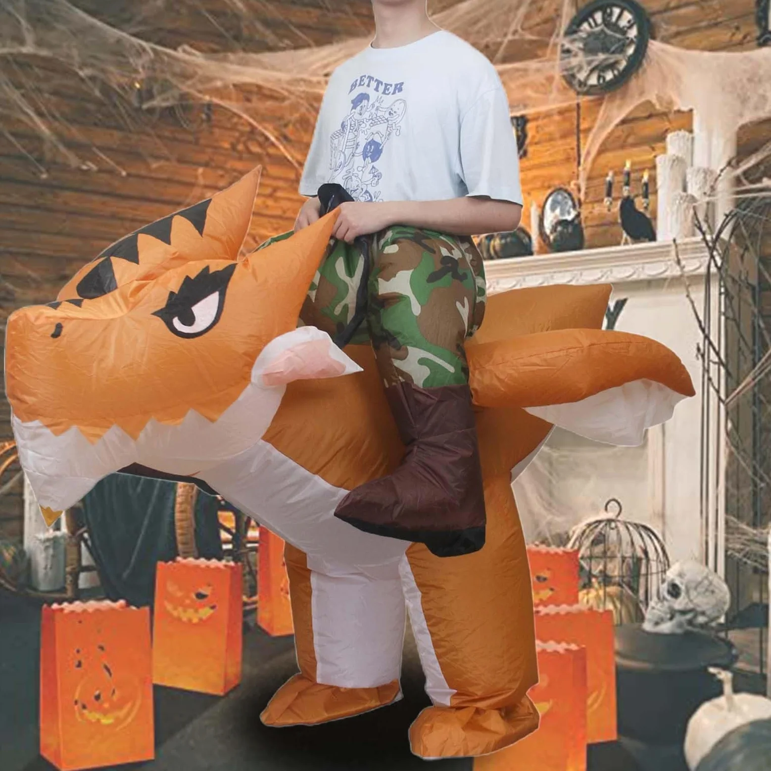 Disfraz Halloween NiñA NiñO Disfraz Inflable de Dinosaurio Verde Grande para Adulto Halloween Disfraz Animal Divertido