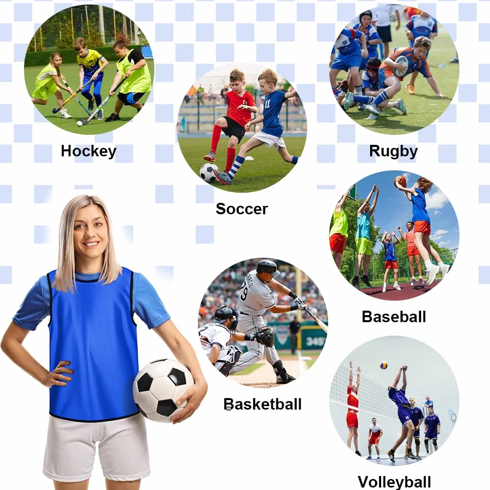 Petos Futbol Brillante 6Pcs Chaleco Entrenamiento Malla Transpirable Niños Adultos