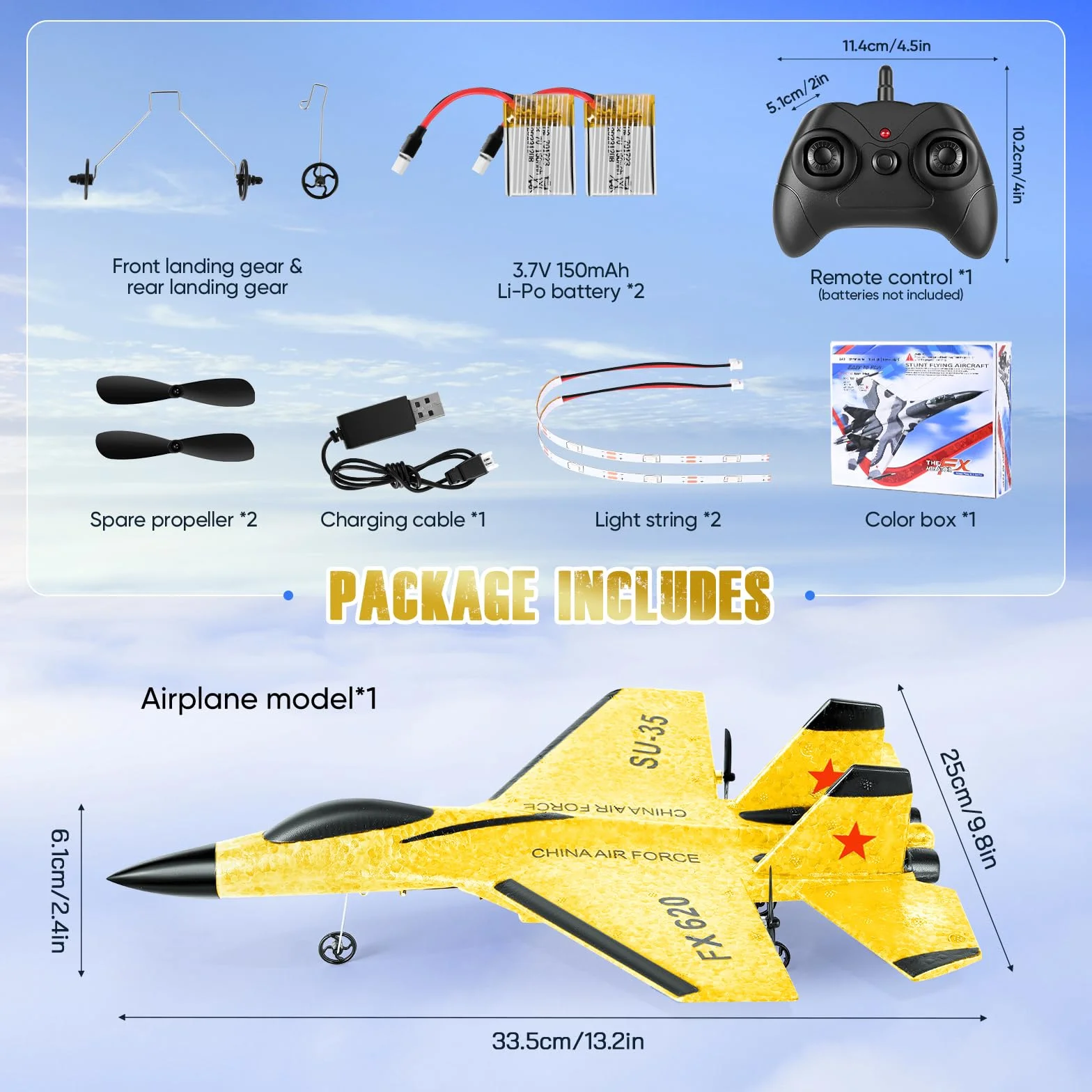 Avión de Control Remoto, Avión RC de 2,4GHz, 2 Modos de Inicio, Aviones de Control Remoto con Sistema de Vuelo Giroscópico de 3 Ejes, Luz Nocturna LED y Carga USB para Principiantes y Niños