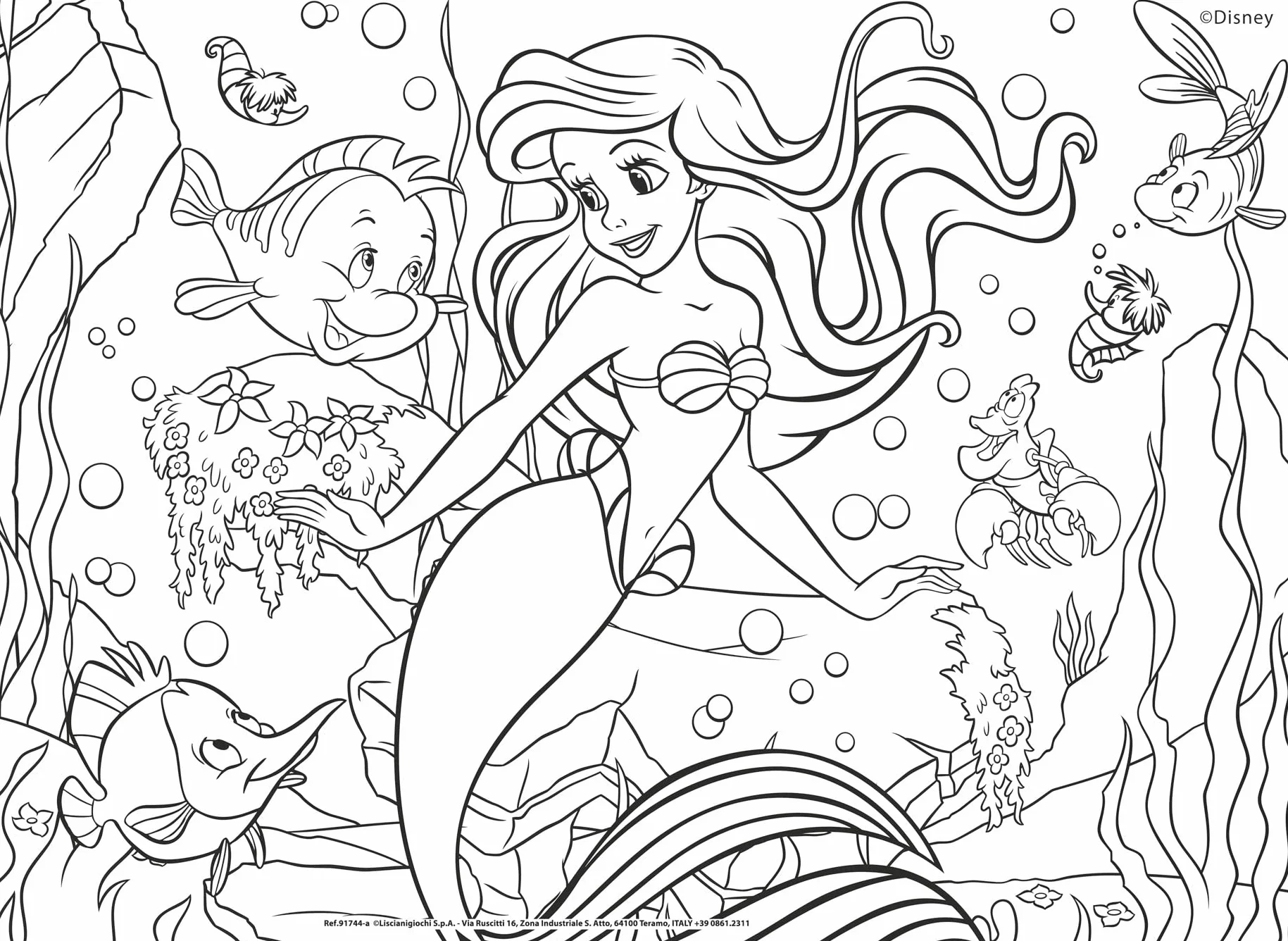 Lisciani Puzzle Disney Princesas 4x48 Piezas 2 en 1 Doble Cara para Colorear 192 Piezas