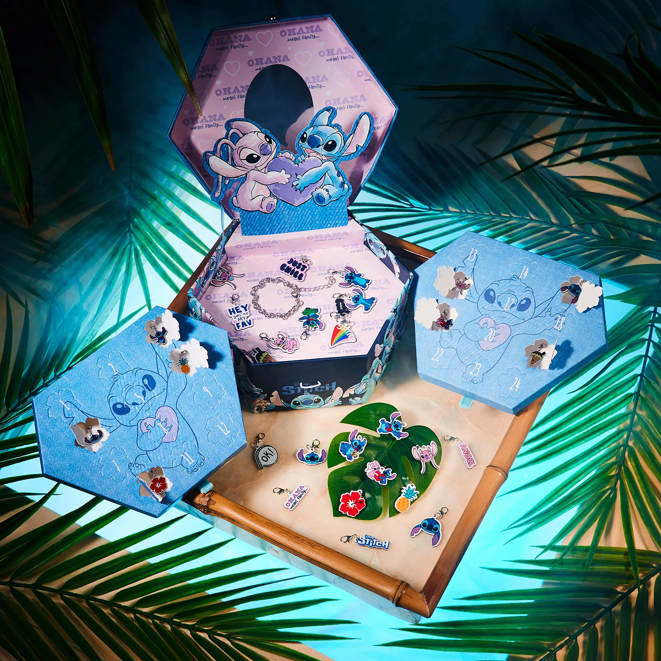 Disney Stitch Calendario Adviento 2025 Niña Adolescente DIY Calendário Cuenta Atrás para Navidad con Bolsillos Vacío o Pulsera Dijes Regalo Niñas (Stitch Joyería)