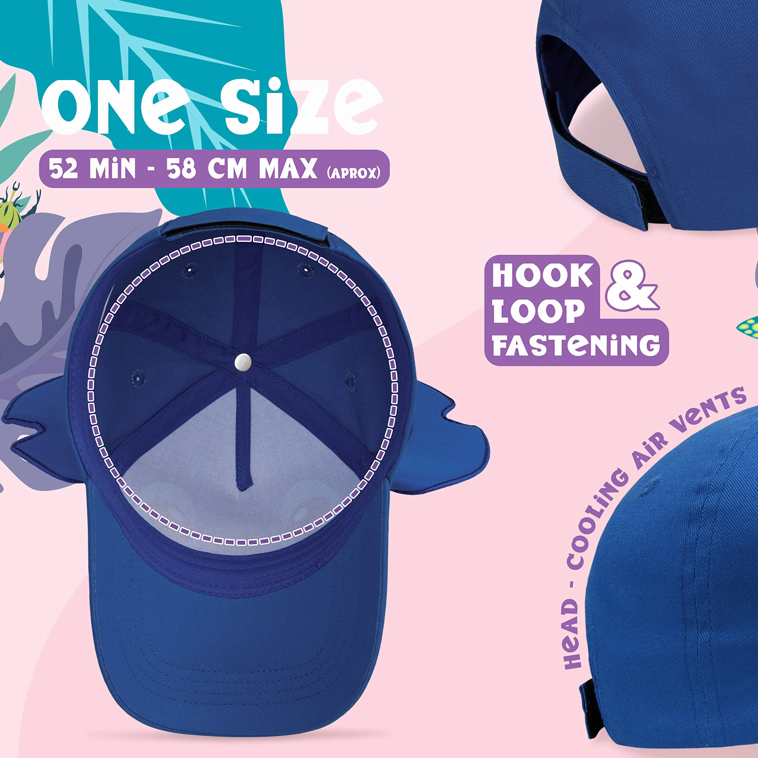 Disney Gorra Stitch con Orejas 3D Oficial Azul Talla Unica