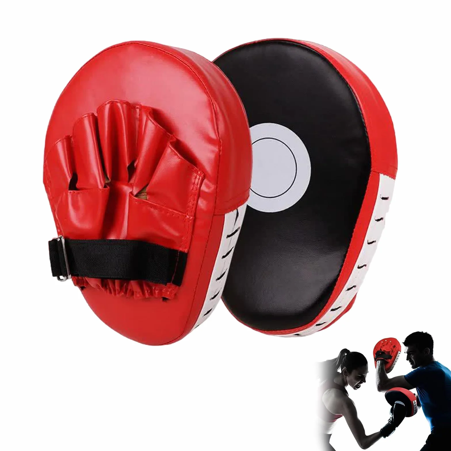 Manoplas de Kickboxing Arco Piel Sintética Engrosada Espuma Gruesa Acolchada Almohadillas Ajustables Muay Thai