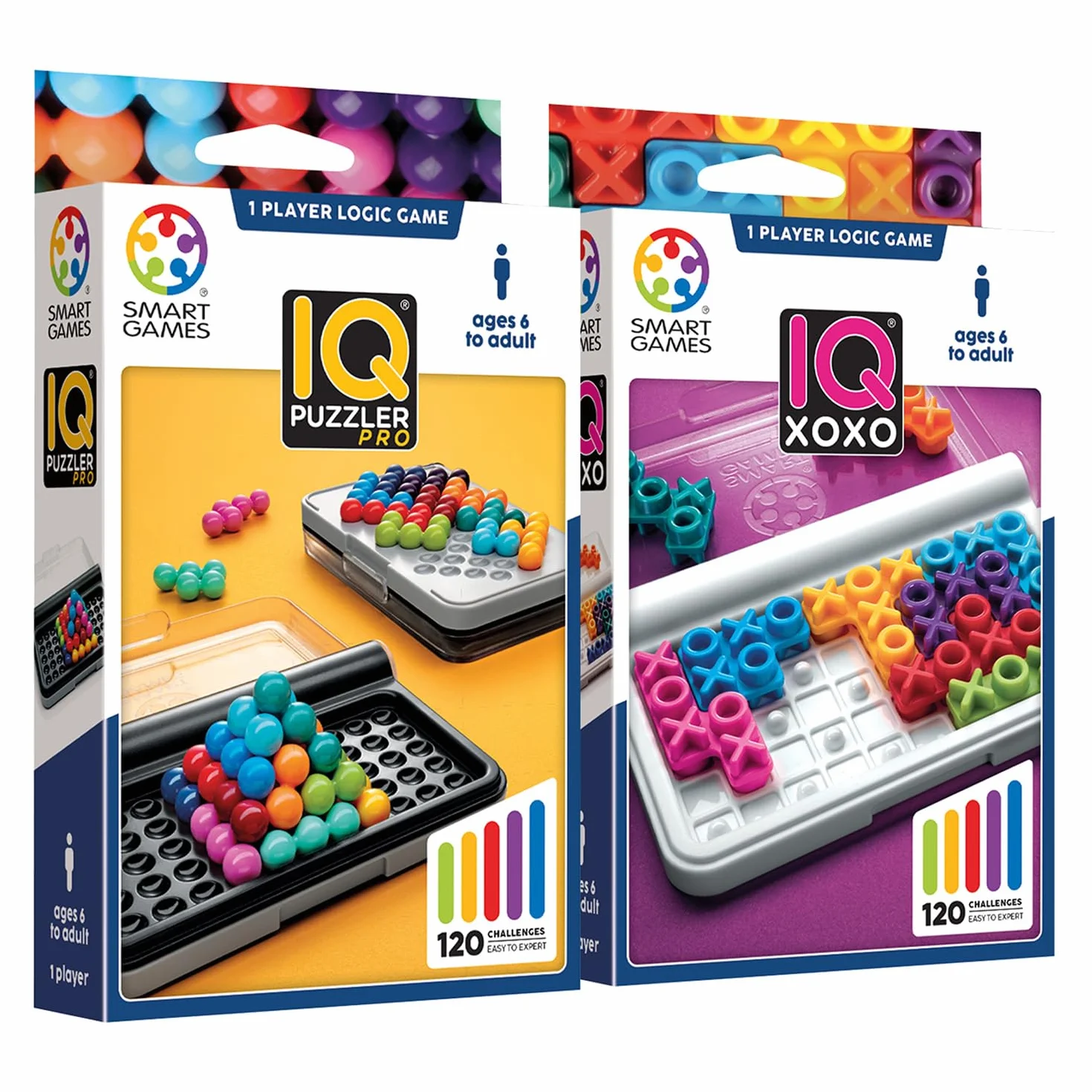 Smart Games - Iq Puzzler Pro + Iq XOXO | Juegos De Mesa Niños 6 Años | Juegos Educativos 6 Años | Juego de Mesa De Lógica para Niños | Juego Infantiles