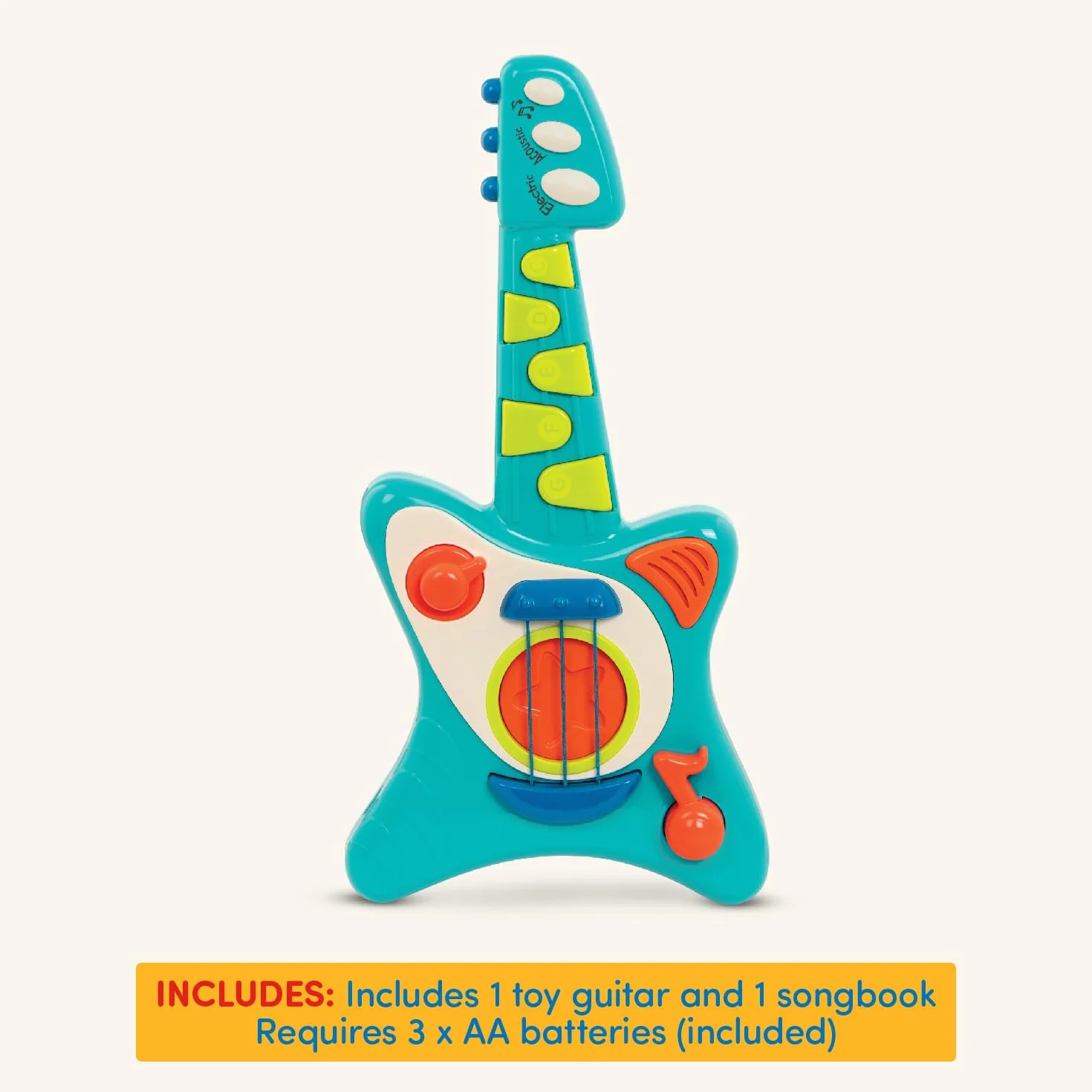 Battat Lil' Rockers Guitarra Infantil, Instrumento con Canciones, Guitarra acústica y eléctrica - Juguete para niños a Partir de 2 años, Azul