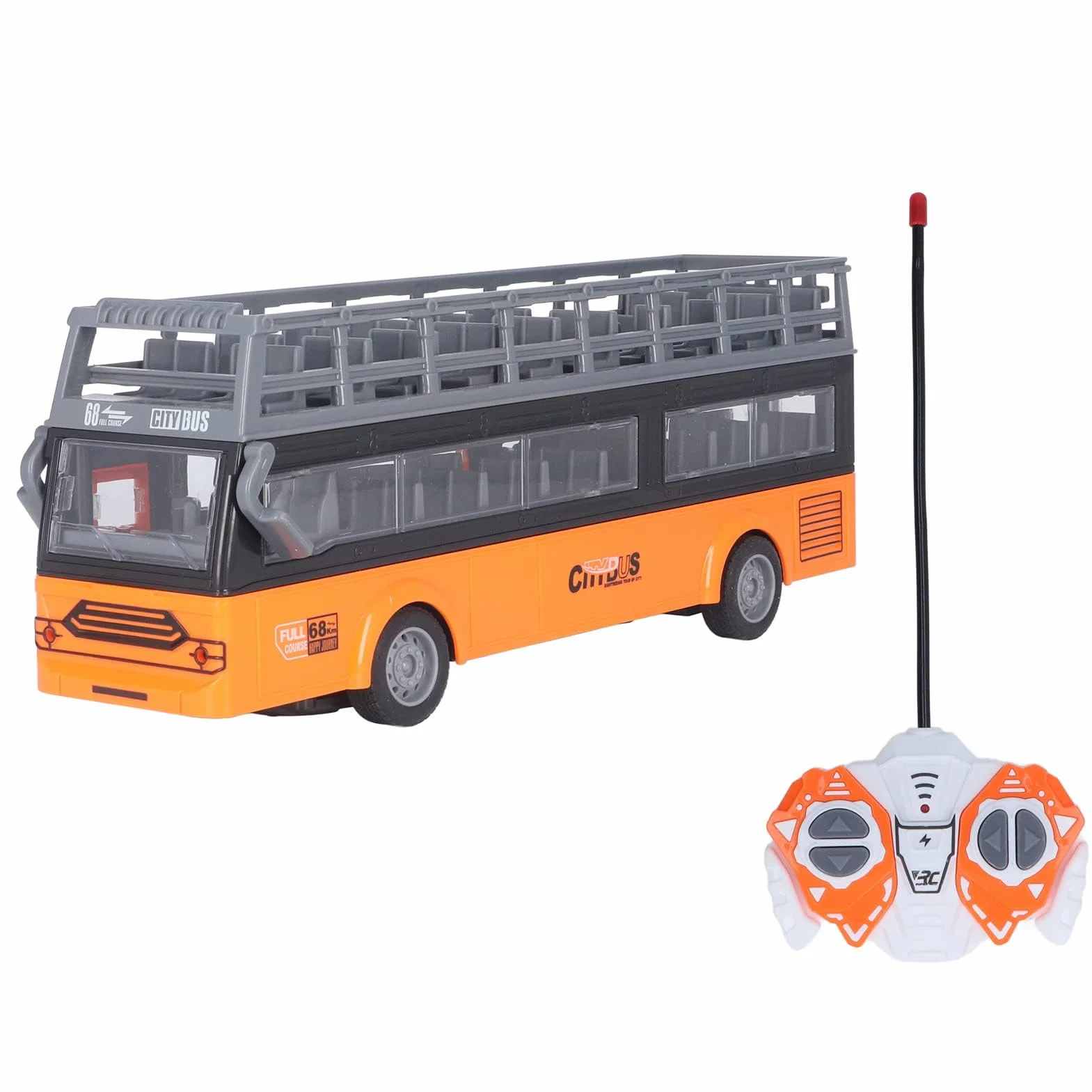 Alomejor Control remoto Autobús de dos pisos Detalles finos Autobús RC de 4 canales Puertas de apertura segura para juguetes(QH204 9 Sightseeing Bus)