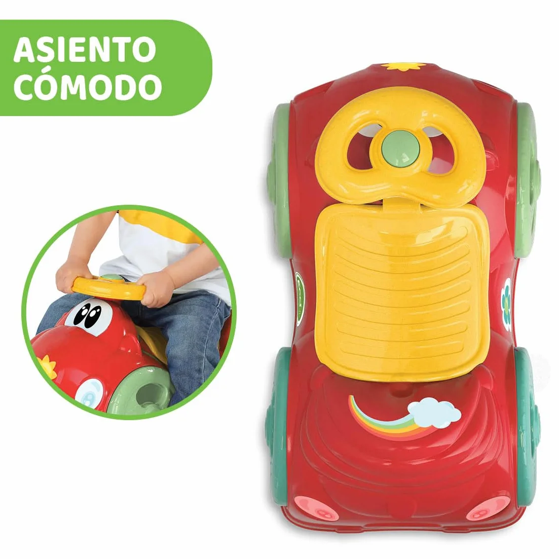 Chicco All Around, Eco+ Rojo, Correpasillos para Niños 1 a 3 Años (Máx. 20 kg), Fabricado en Italia, 75% Plástico Reciclado, Ruedas Giratorias, Claxon Mecánico, Almacenamiento, Pegatinas Incluidas