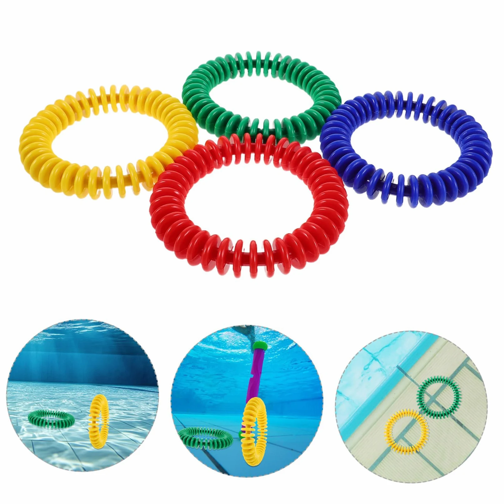 Toddmomy Anillos de Buceo para Niños 4 Piezas de Plástico para Piscina | Entrenamiento Submarino, Uso Repetido y Viaje, Diseño de Alta Visibilidad, Resistente al Agua