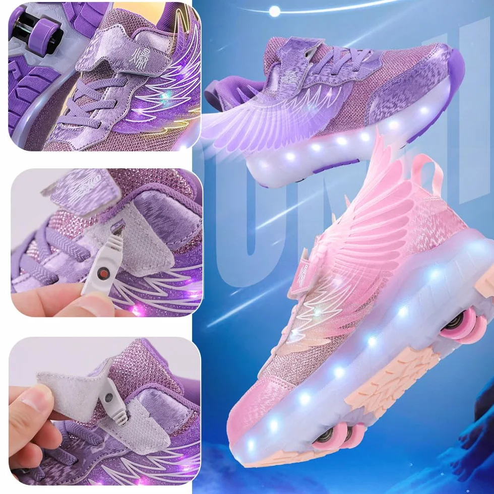 Zapatillas con Ruedas Niña Niño 30-40 EU Moda Transpirable Patines Verano Multifuncionales