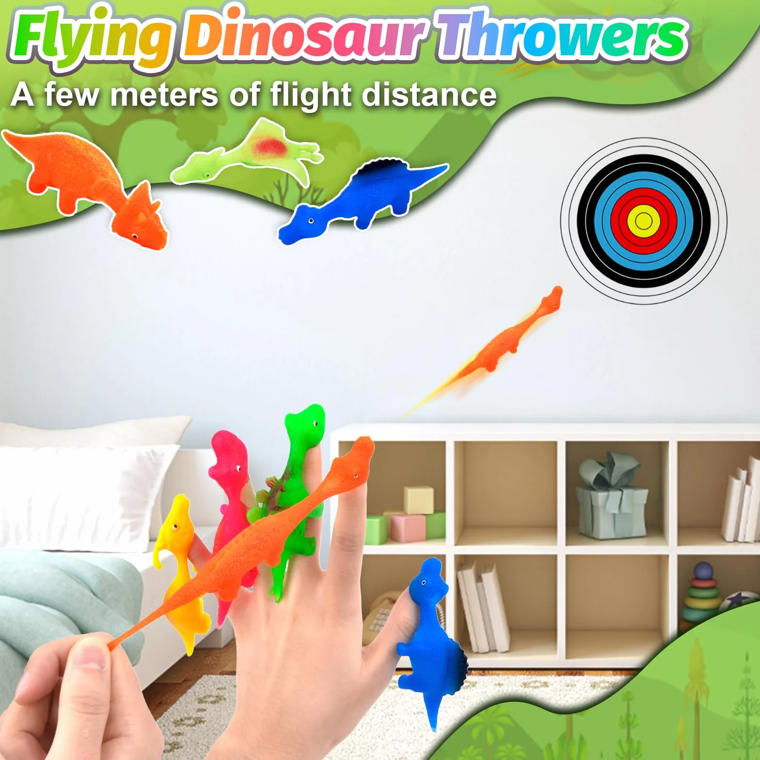 Jadyon Dinosaur Tirachinas Dedos Juguetes Fiesta Niños Caucho Voladores Regalos 20pcs
