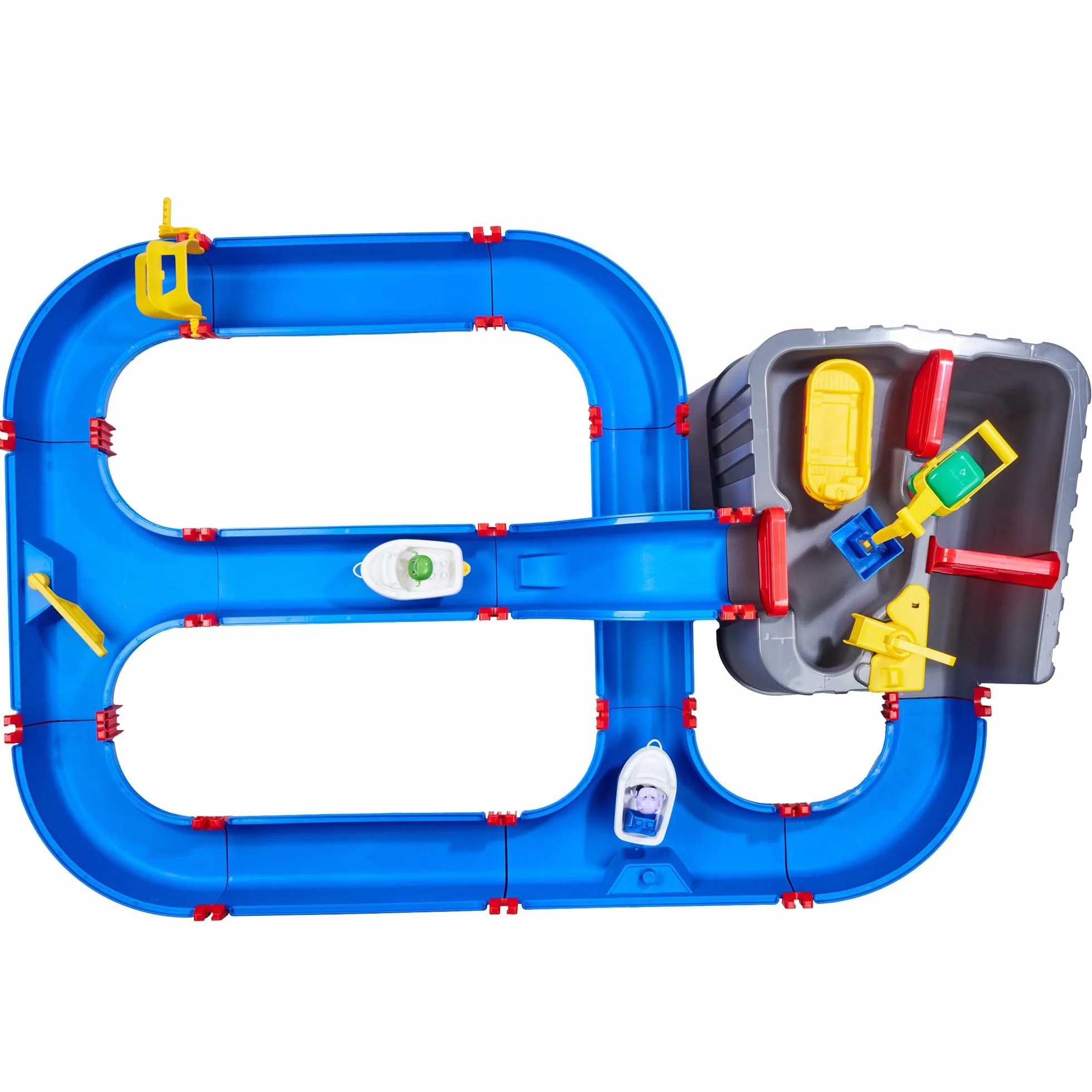 AquaPlay Harbour Waterbahn - Juego de Agua para Exteriores con Tren, Barcos y 2 Figuras de Juego, Juguete acuático para niños a Partir de 3 años, 128 x 93 x 40 cm