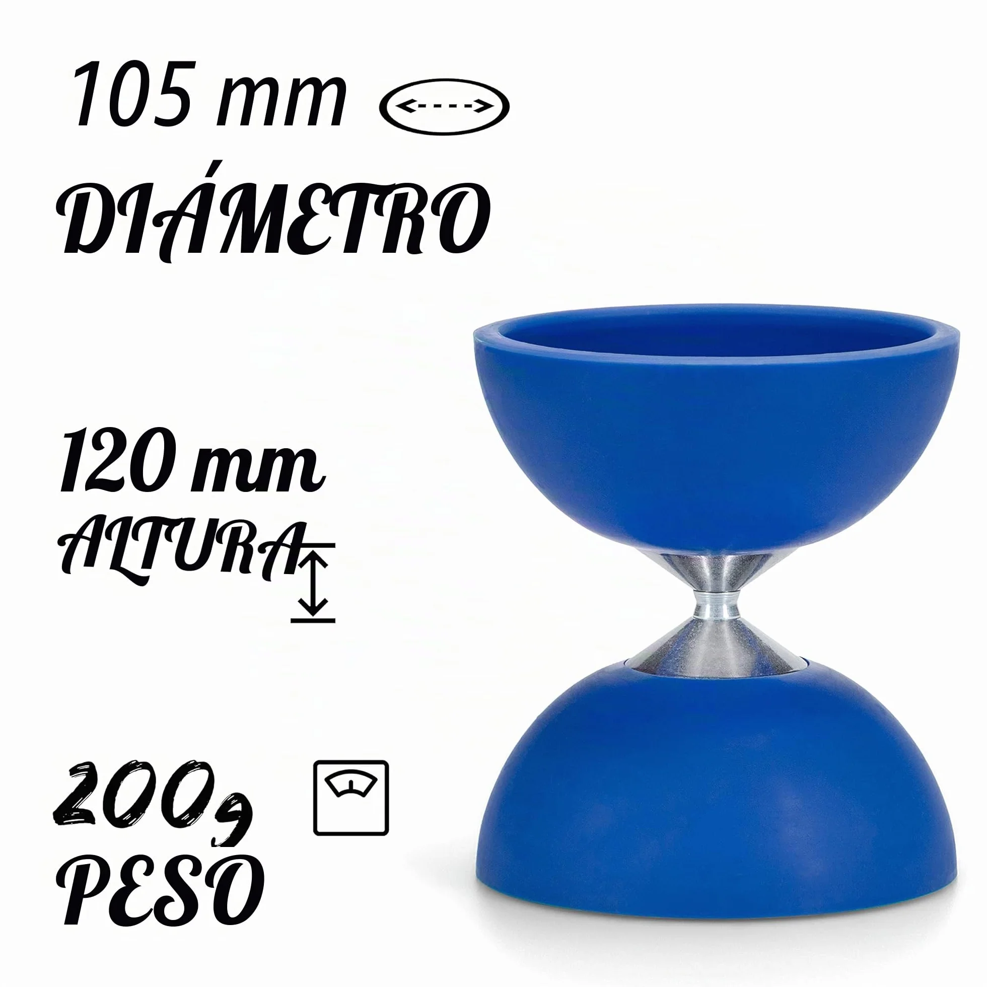 Set de malabares Diabolo Freizeitsport azul con varillas de aluminio, cuerda 160 cm, instrucciones