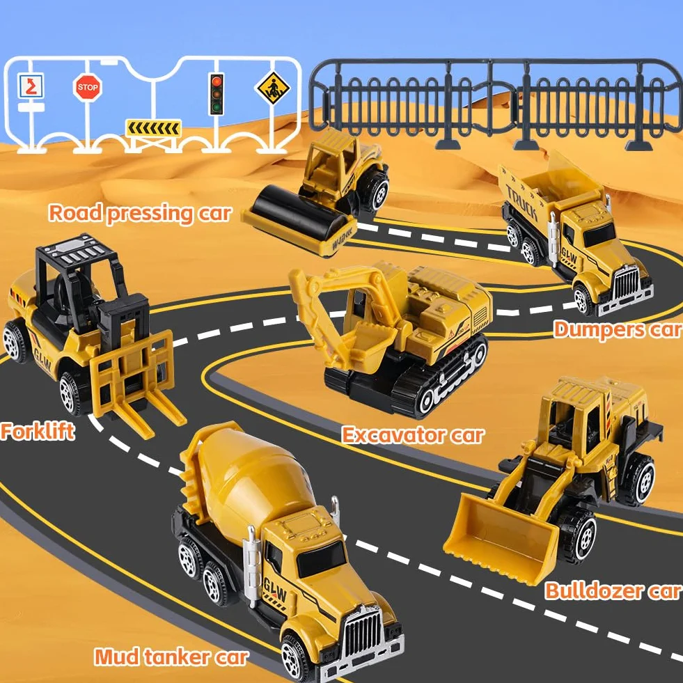 Aolso Juego de juguetes de camión de construcción para niños de 3 a 8 años, estilo realista, amarillo