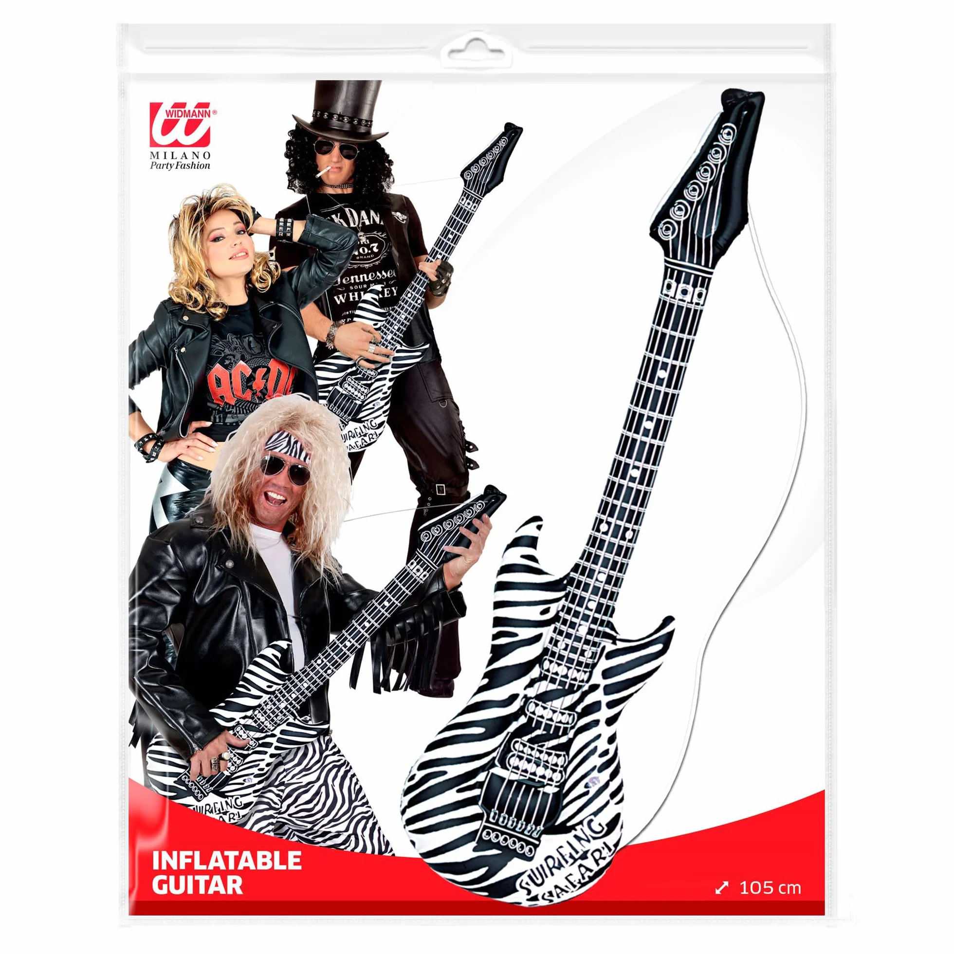 W WIDMANN MILANO Party Fashion - Guitarra hinchable, accesorio de disfraz con correa, guitarra de aire, instrumento para Carnaval