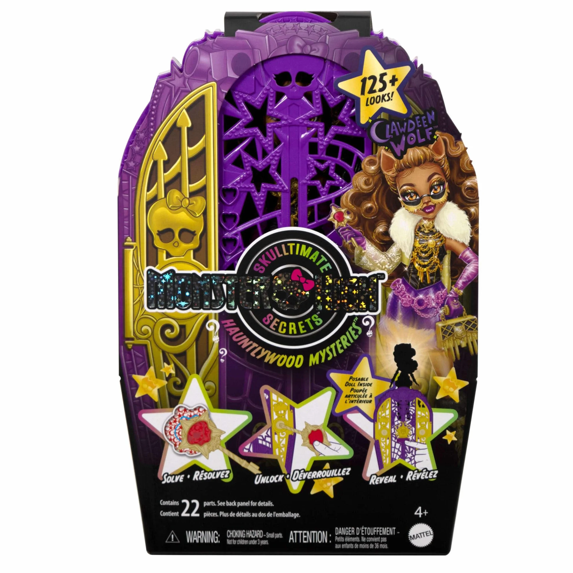 Monster High Skulltimate Secrets Hauntlywood Mysteries Clawdeen Wolf Conjunto de muñeca y accesorios, con armario y más de 19 sorpresas con mucho glamour, incluida ropa de muñeca, JBG80