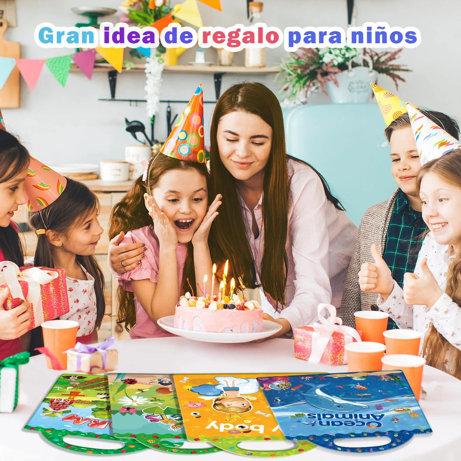 GUYUCOM Paquete de 4 libros de pegatinas reutilizables, juguetes para niños de 2, 3, 4 años, pegatinas 3D transparentes para granja de insectos oceánicos, juguete educativo, regalos de cumpleaños