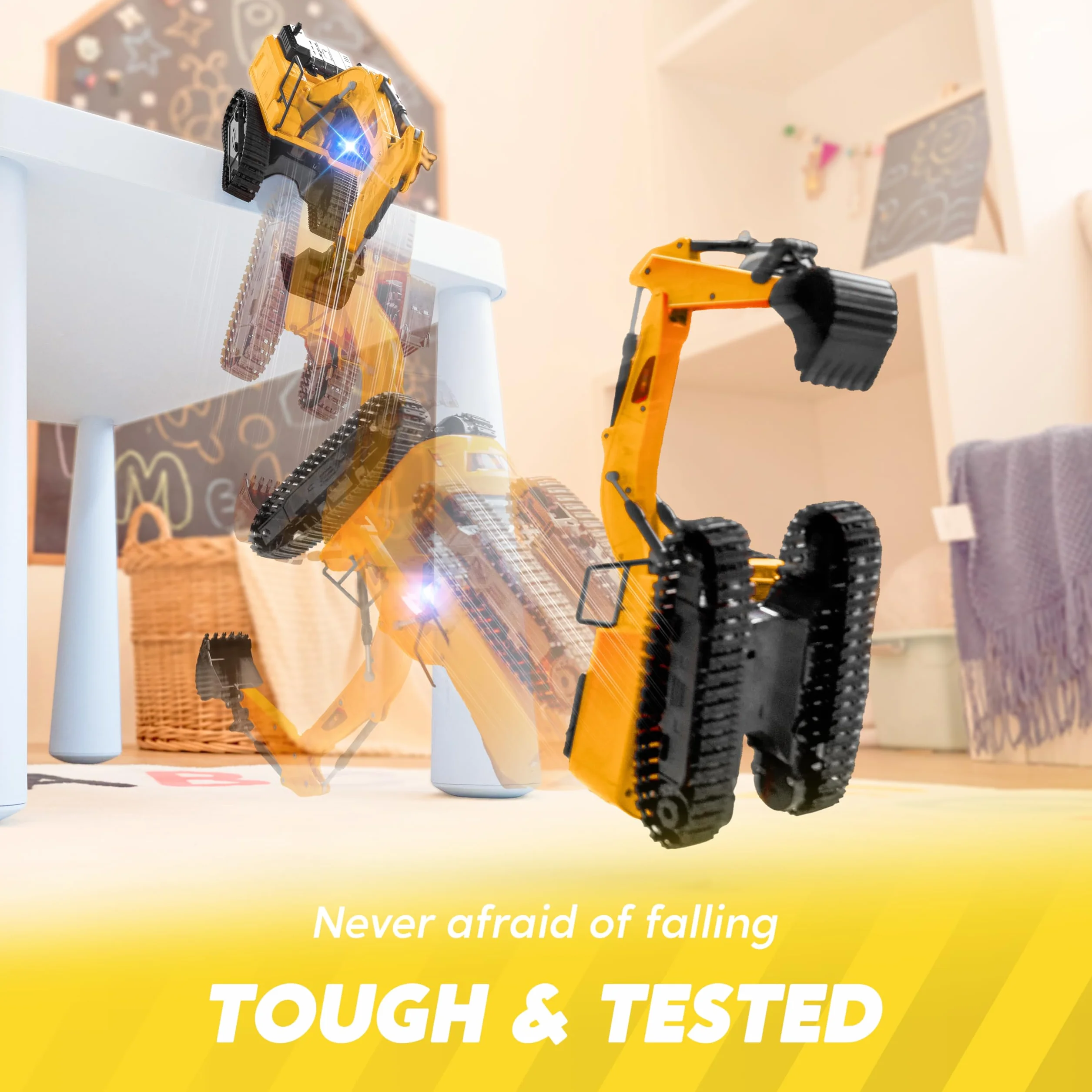 JOYIN Excavadora RC para Niños y Niñas Mayores de 3 Años, Coches Juguete RC de 2,4 GHz con Luz y Sonido, Juguete Construcción Regalo Cumpleaños