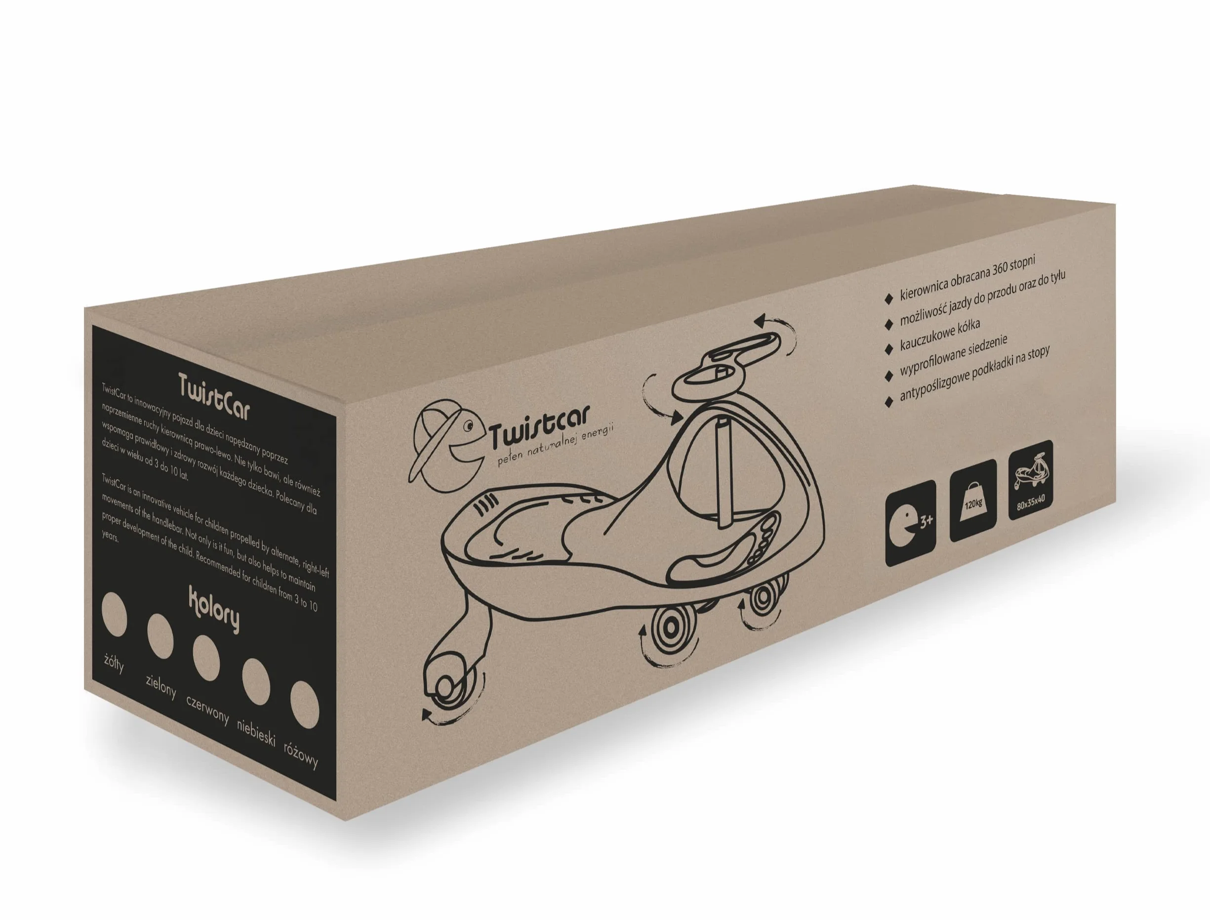 Coche para bebés 3+, TwistCar, Coche para niños pequeños, Vehículo para niños y niñas, Coche Giratorio con Volante, Ruedas de Goma, Capacidad de Carga hasta 120 kg, LED púrpura