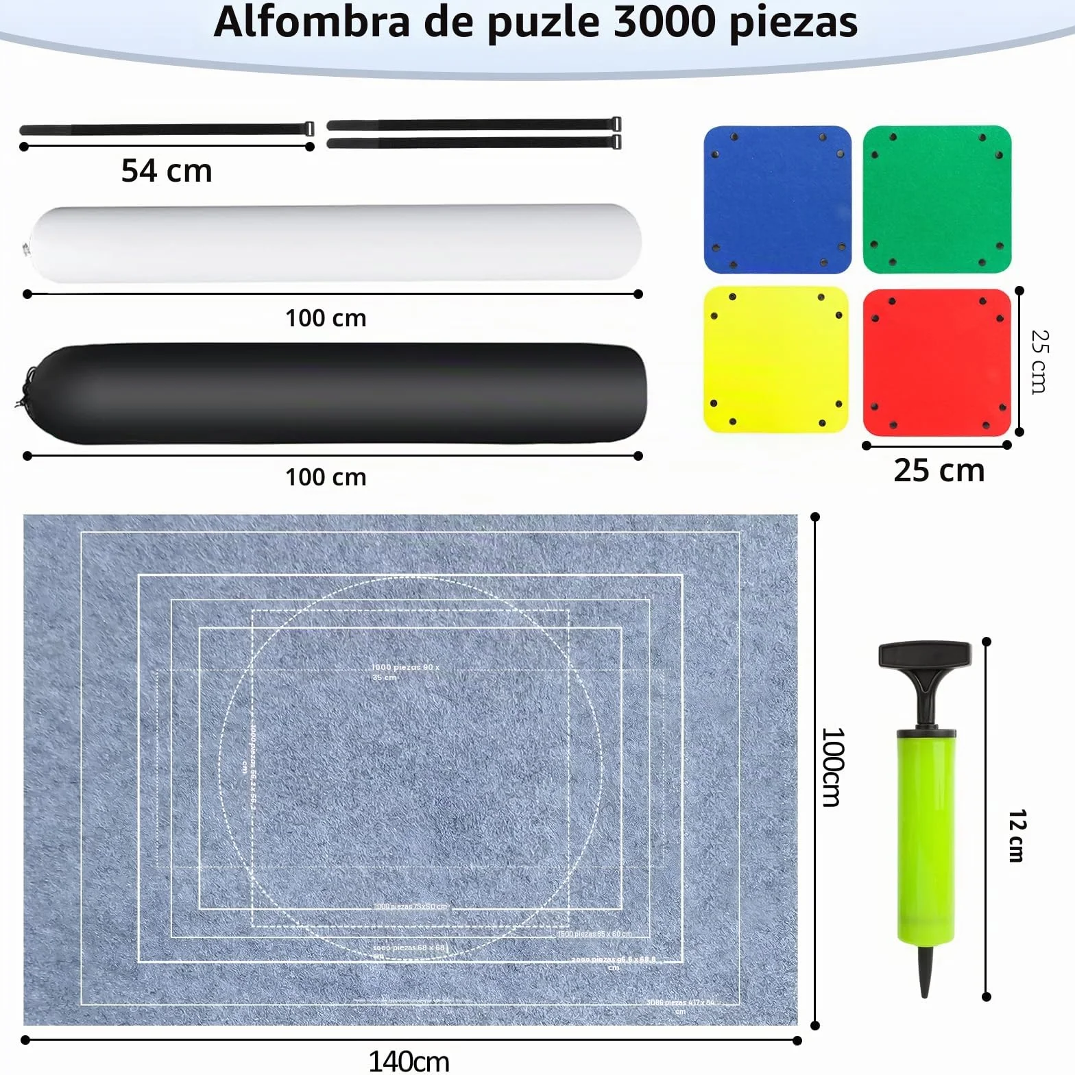 VFANDV Tapete Puzzle, Fieltro Tapete Puzzle para 1000 1500 2000 3000 Piezas Puzzle Mat Roll Jigsaw Puzzle Pad, Estera de Rompecabezas Portátil con 4 Puzzles Clasificadores (Gris)