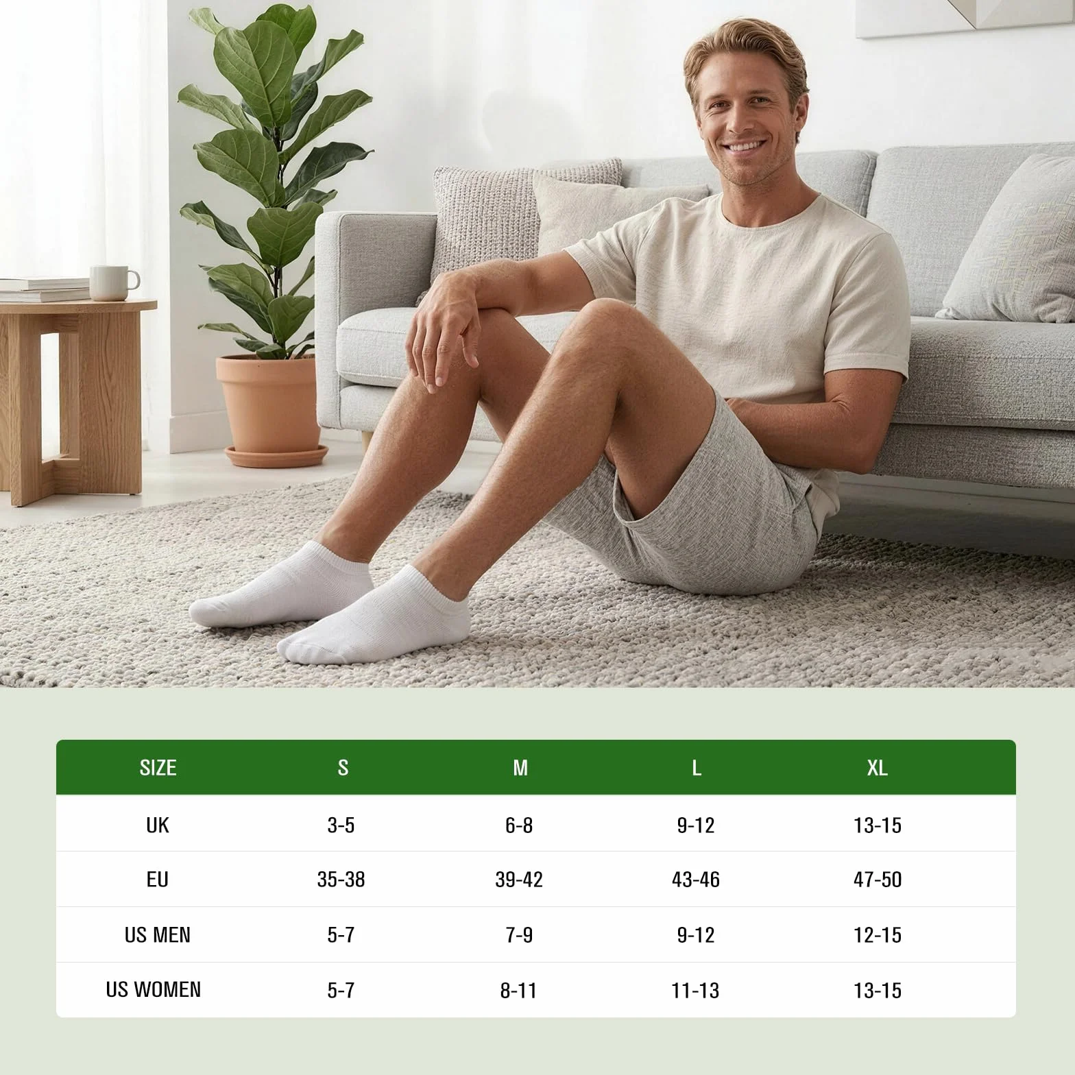 Calcetines Invisibles de Bambú 6 Pares, Unisex Transpirables con Silicona Antideslizante, Talla 35-50