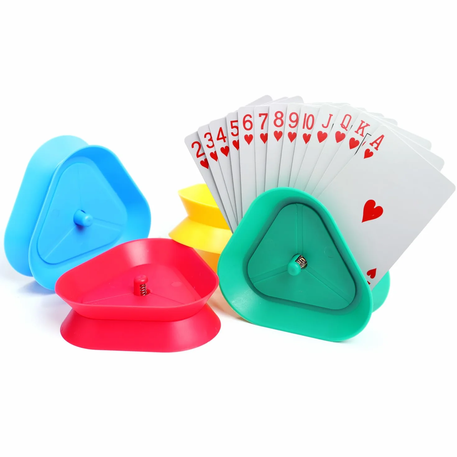 Soporte para Cartas de Juego de 4 Piezas, Soporte para Tarjetas de Juego para niños, Soporte para Juegos de Cartas de pie en Forma de triángulo, Compatible con Diferentes tamaños de Cartas