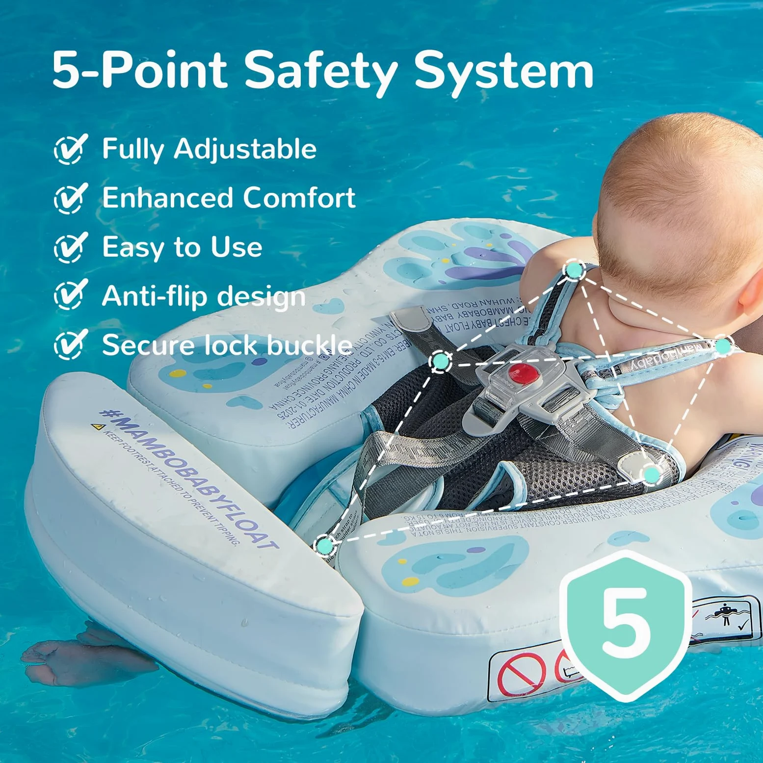 HECCEI Flotador Bebe Mambobaby No Inflable Duradero y Respetuoso con la Piel Baby Swimming Float, Anillo de Natación para Piscina Playa Flotador para Bebés de 3 a 24 Meses