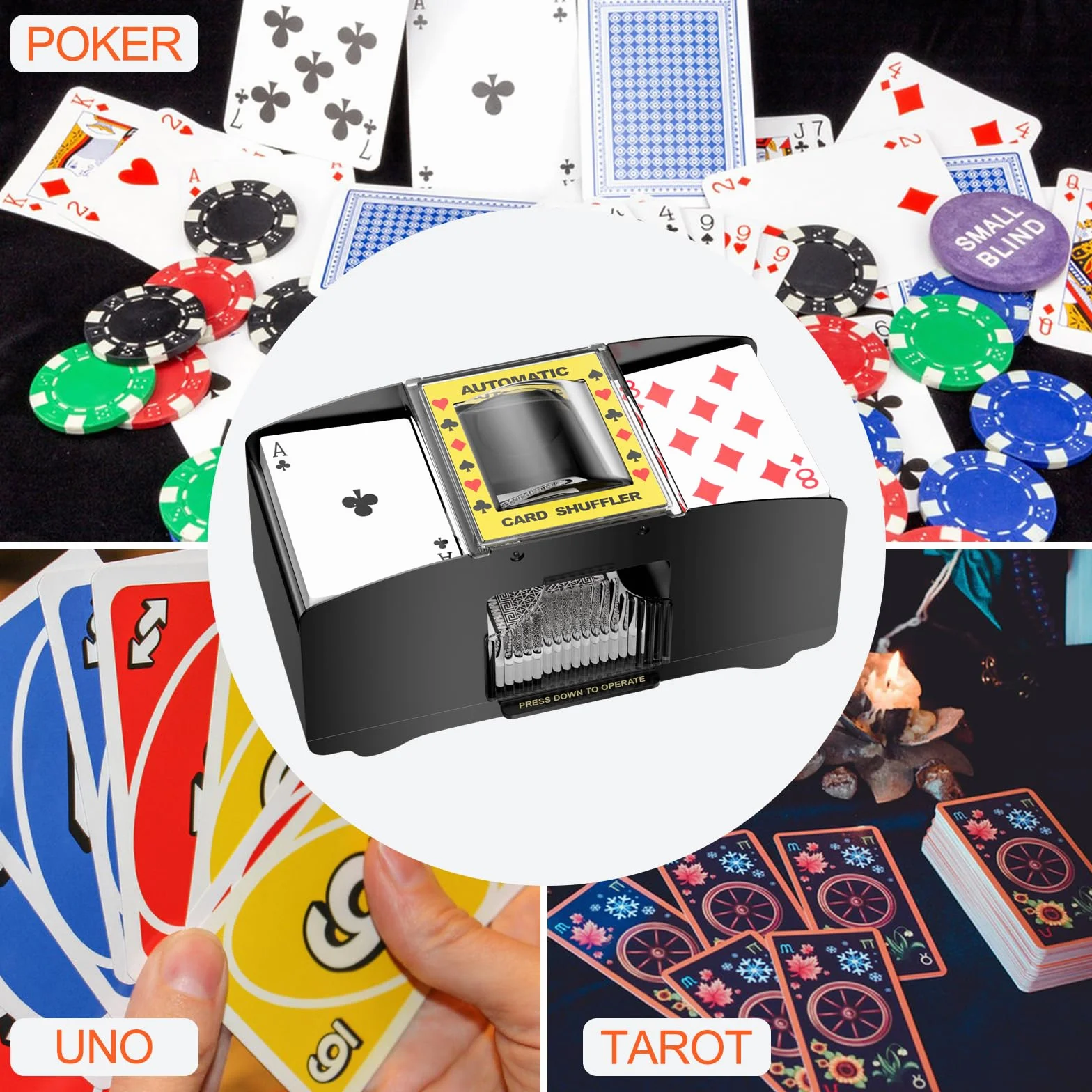 Gvolatee Barajador de Cartas Automático, Repartidor de Cartas Giratorio, Mezclador de Cartas de Póker, Card Shuffler, Máquina Barajadora de Cartas, Máquina Mezcladora de Tarjetas, para UNO, Blackjack