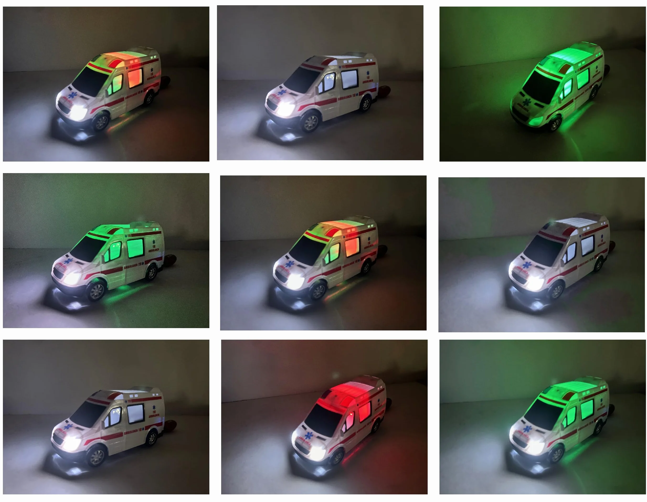Ambulancia Juguete con Luces y Sonidos y Movimiento Misterio Bump & Go Ambulancia de Primeros Auxilios con Luces Sonidos, Ambulancia para niños, con Movimiento de Sirenas