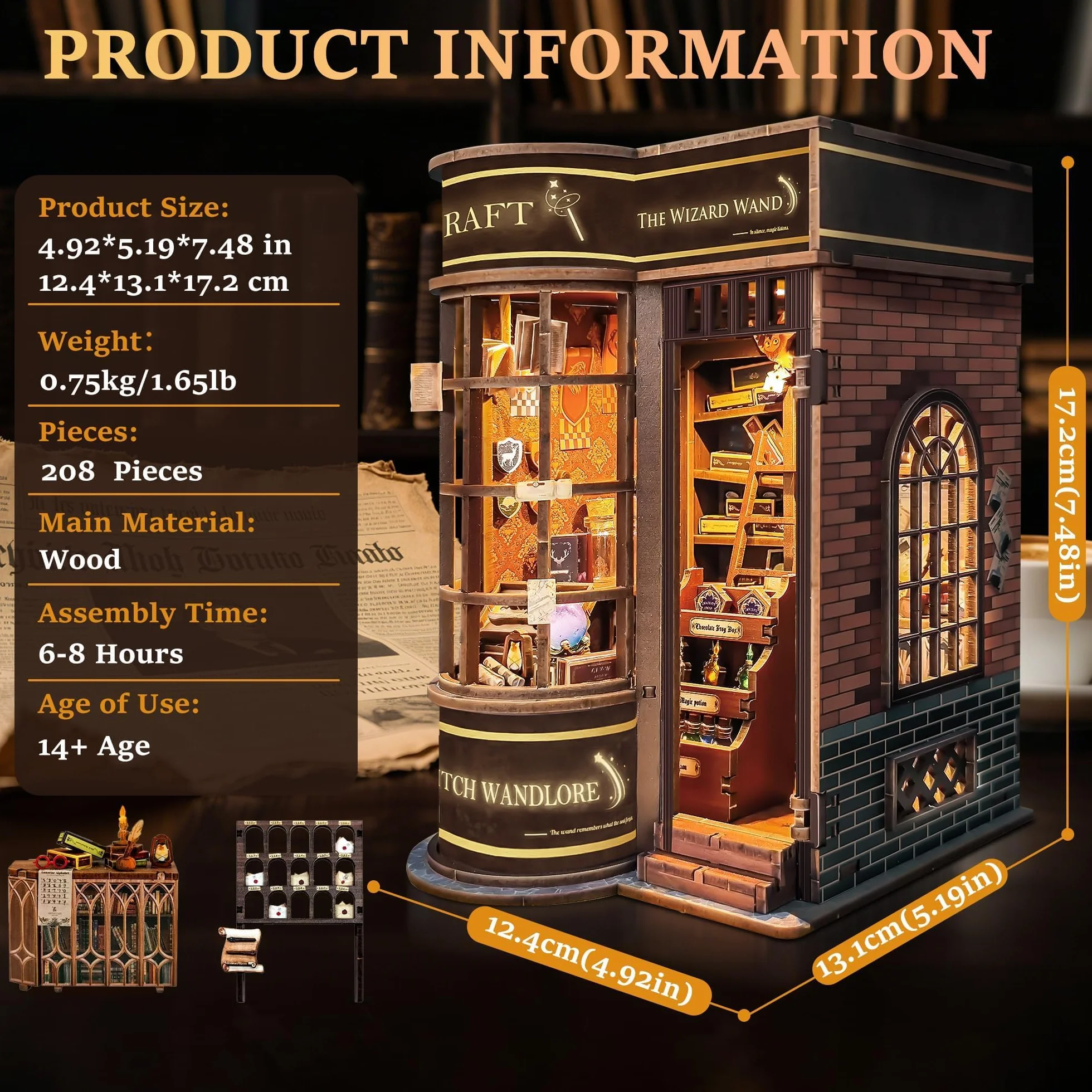 Kit Book Nook Casas en Miniatura con Muebles y Luces LED para Adultos