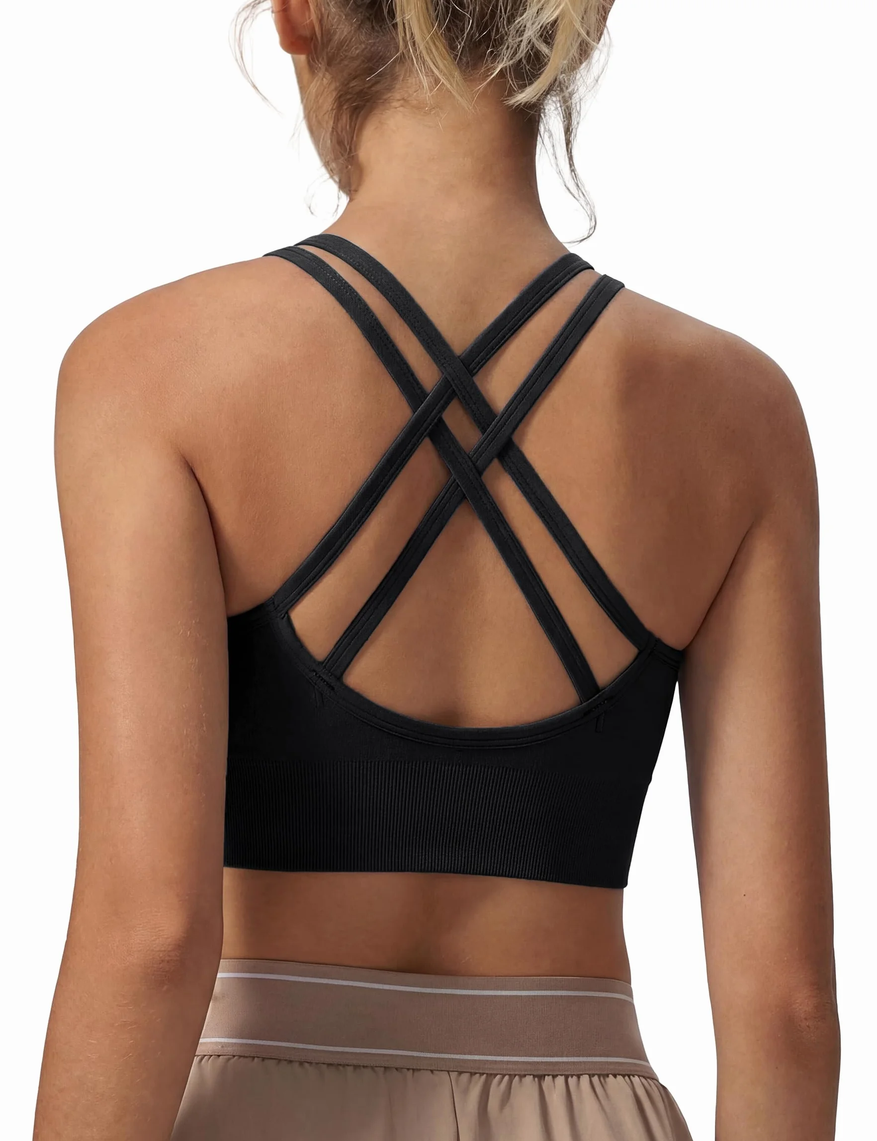 Sujetador Deportivo Mujer Yoga Acolchado Impacto Medio Top Corto Espalda Cruzada Fitness Gimnasio